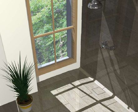 Padlószintről indított lefolyóárok épített zuhanyozókhoz