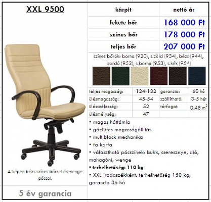 Irodaszékek öt év garanciával