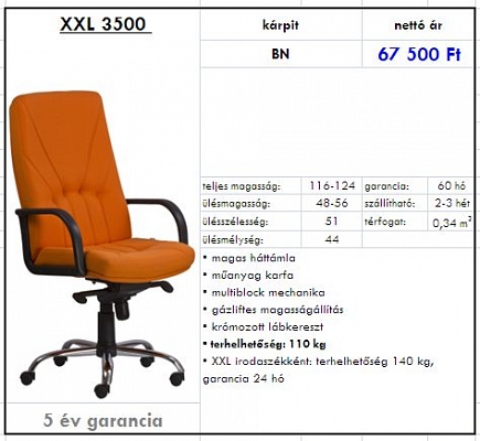 Irodaszékek öt év garanciával