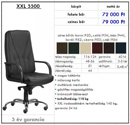 Irodaszékek öt év garanciával