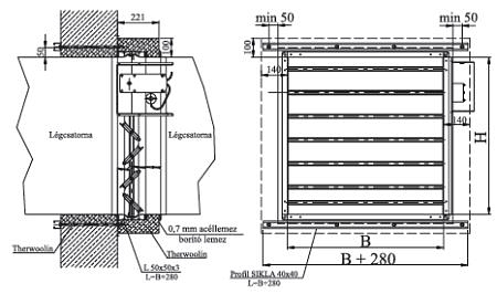 Tűzvédelmi zsalu légcsatorna-hálózatokba
