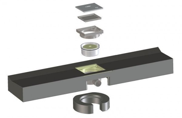 Padlószintről indított lefolyóárok épített zuhanyozókhoz