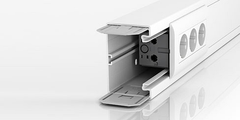 Modulfelépítésű szerelvénybeépítő-csatornák irodákba